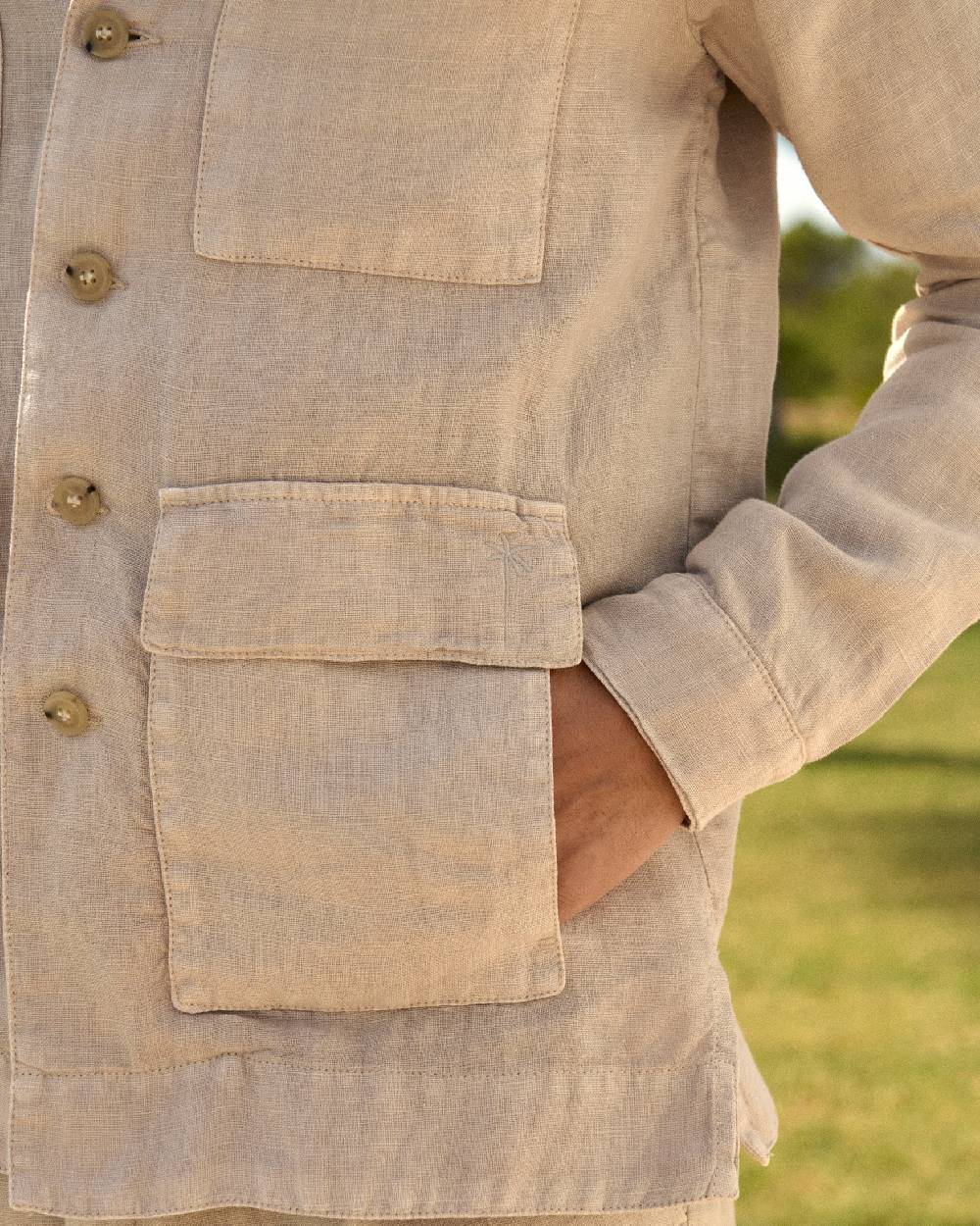 Manebí Irish Linen Savana Jacket - Kaki Beige Acquista Ora
