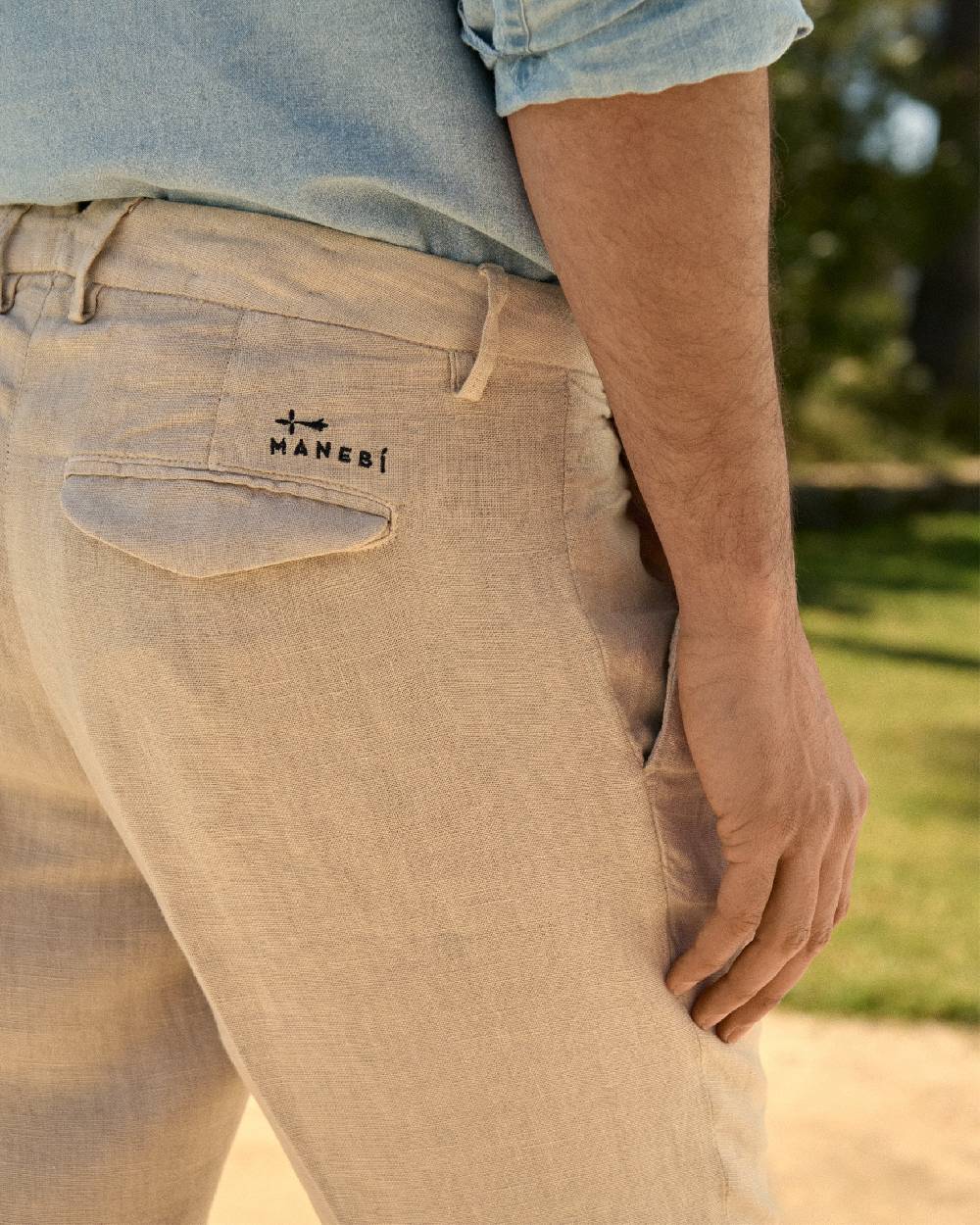 Manebí Irish Linen Savana Trousers - Kaki Beige Consegna Veloce
