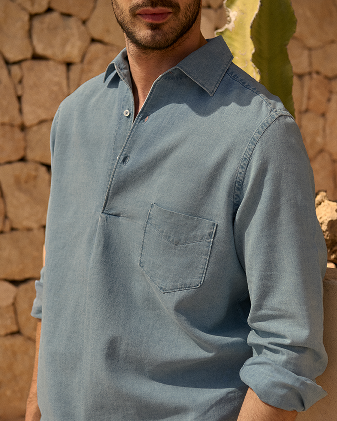 Manebí Lenim: Linen Denim|Nassau Polo Shirt Promozione Limitata