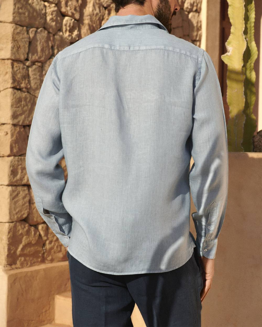 Manebí Washed Linen Panama Shirt - Grey Blue Prezzo Ridotto
