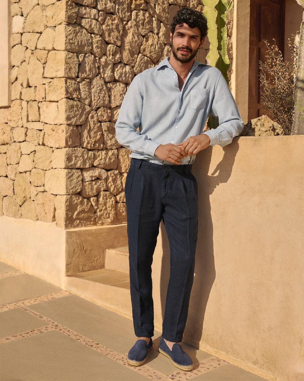 Manebí Irish Linen Savana Trousers - Night Blue Sottocosto