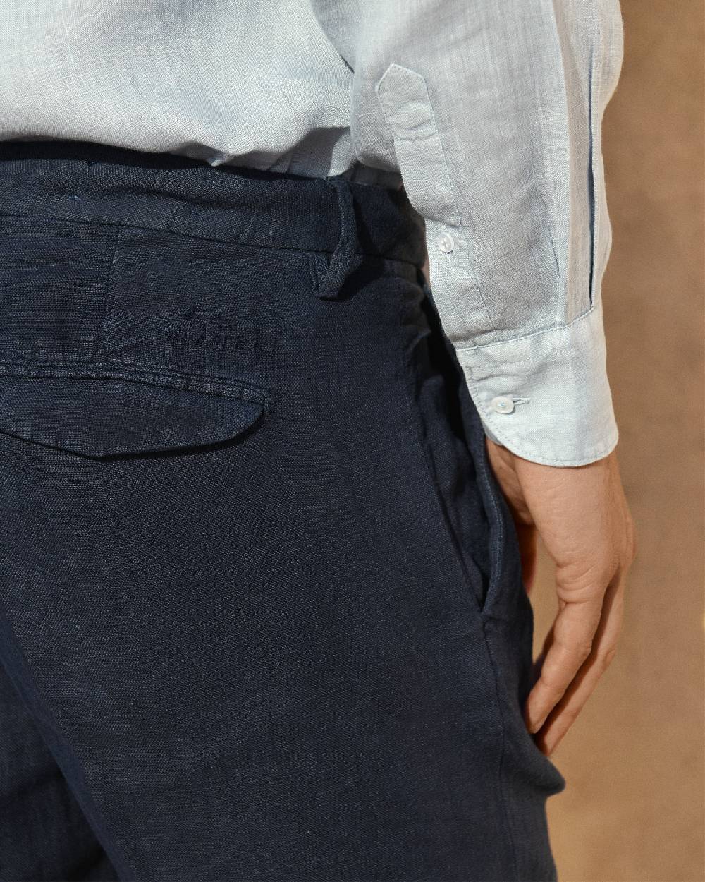 Manebí Irish Linen Savana Trousers - Night Blue Sottocosto