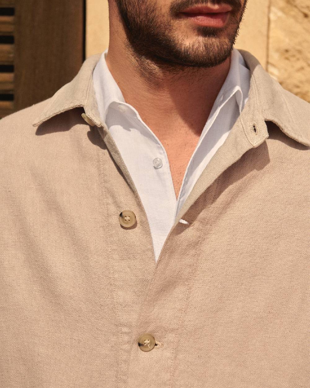 Manebí Linen Sahara Over Jacket - Kaki Beige Convenienza