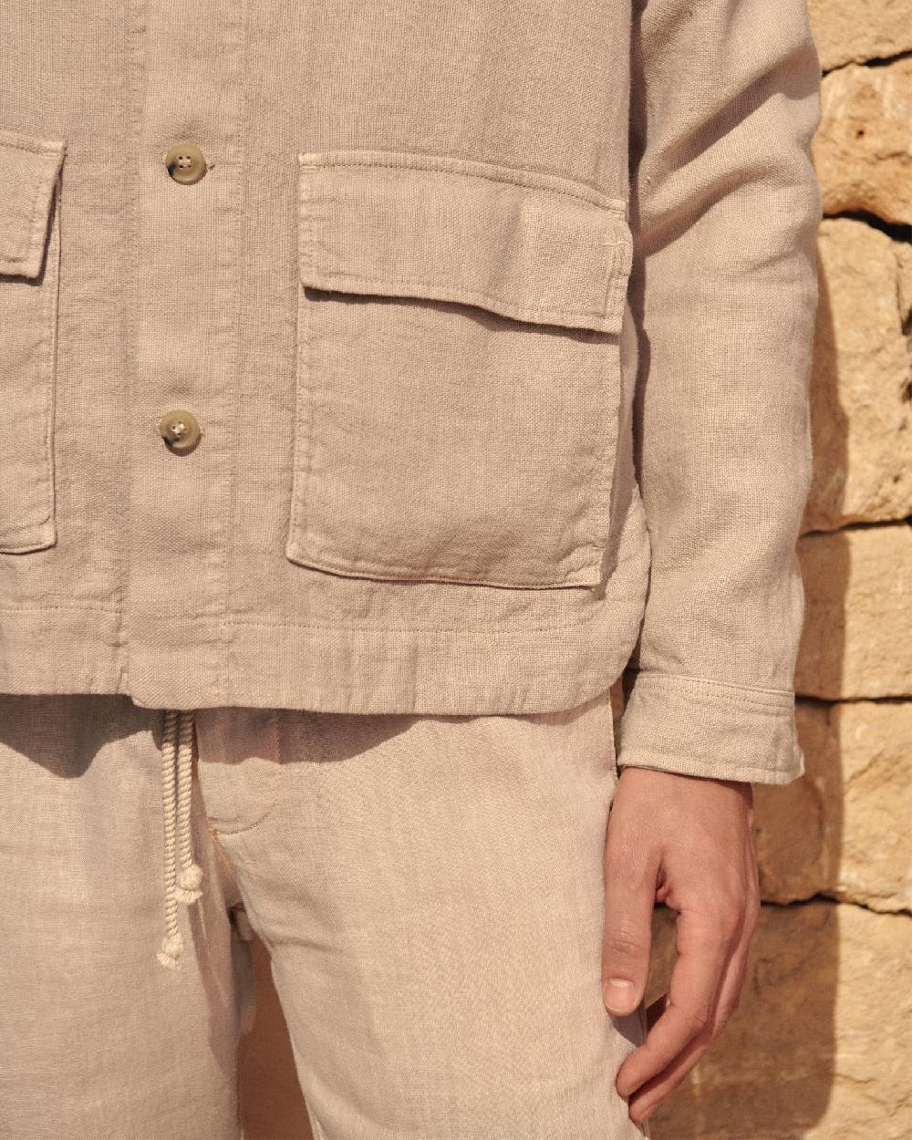 Manebí Linen Sahara Over Jacket - Kaki Beige Convenienza