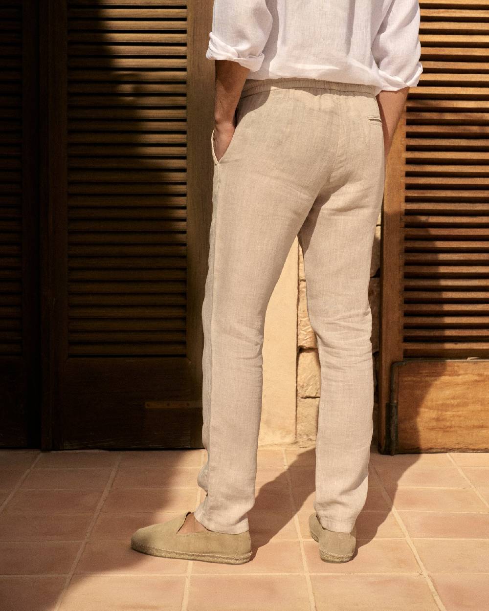 Manebí Washed Linen Venice Trousers - Kaki Beige Presa