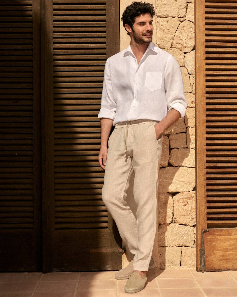 Manebí Washed Linen Venice Trousers - Kaki Beige Presa