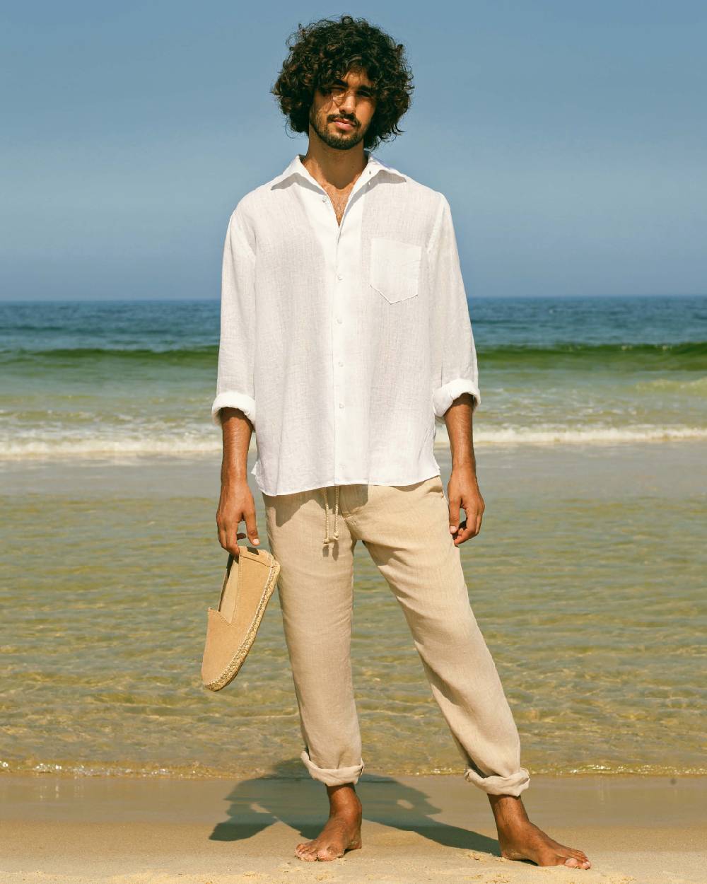 Manebí Washed Linen Venice Trousers - Kaki Beige Presa