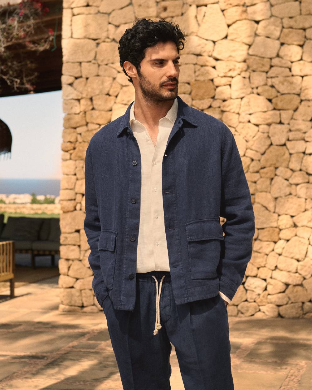 Manebí Linen Sahara Over Jacket - Night Blue Sconto