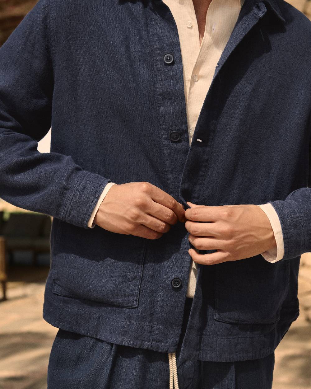 Manebí Linen Sahara Over Jacket - Night Blue Sconto