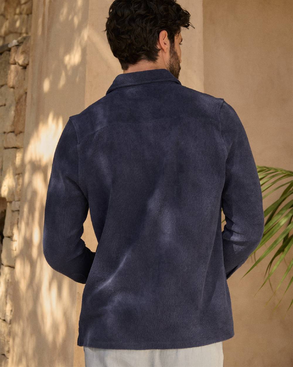 Manebí Organic Terry Cotton|Antonello Polo Shirt - Long Sleeves Navy Economico