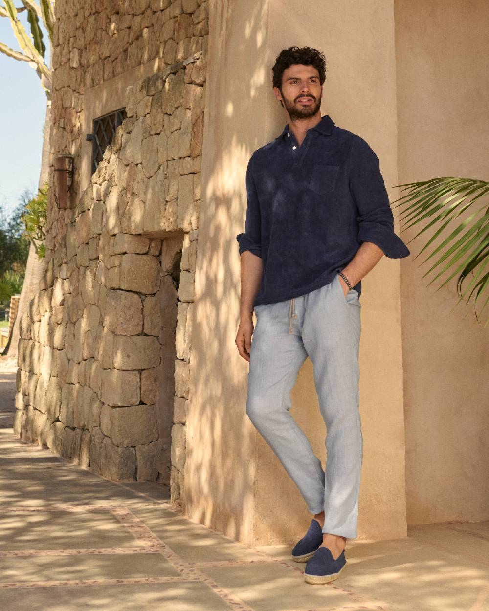 Manebí Washed Linen Venice Trousers - Grey Blue Online