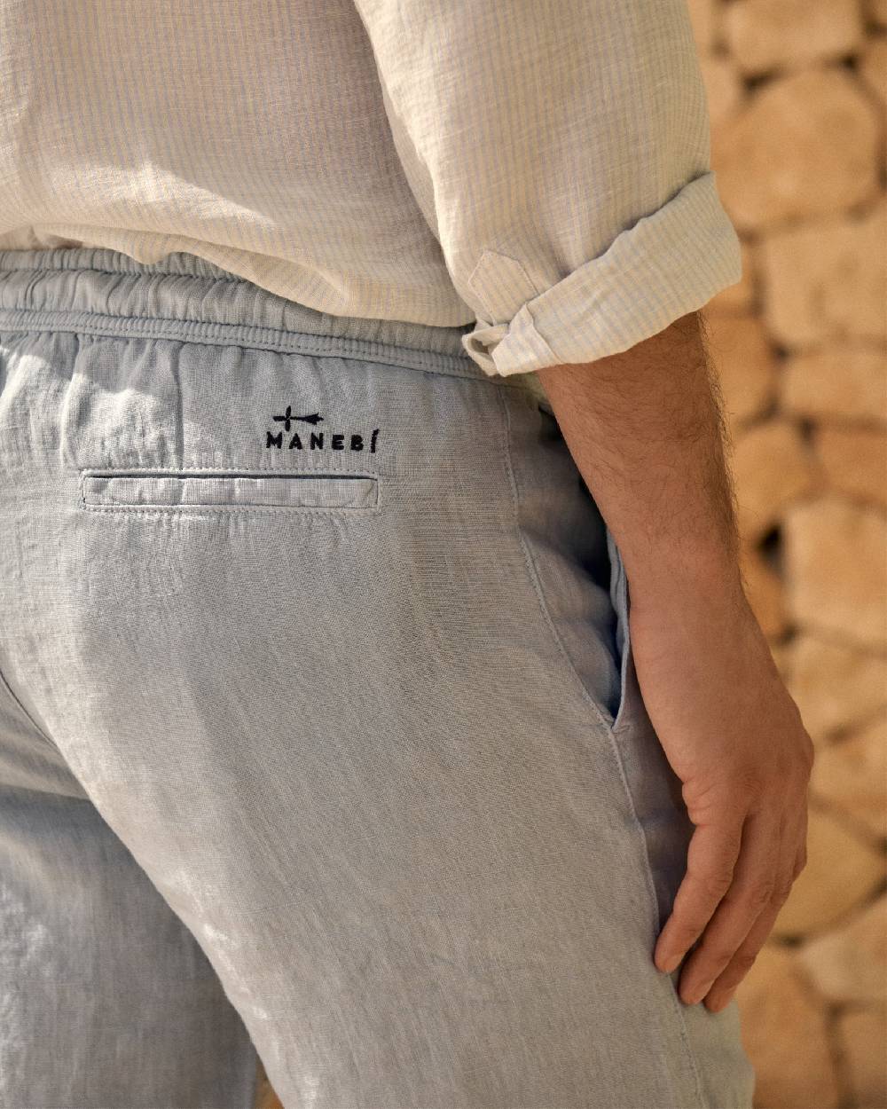 Manebí Washed Linen Malibu Shorts - Grey Blu Outlet