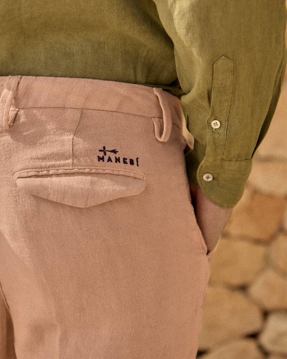 Manebí Woven Linen Milano Trousers - Spanish Villa Saldi Di Fabbrica