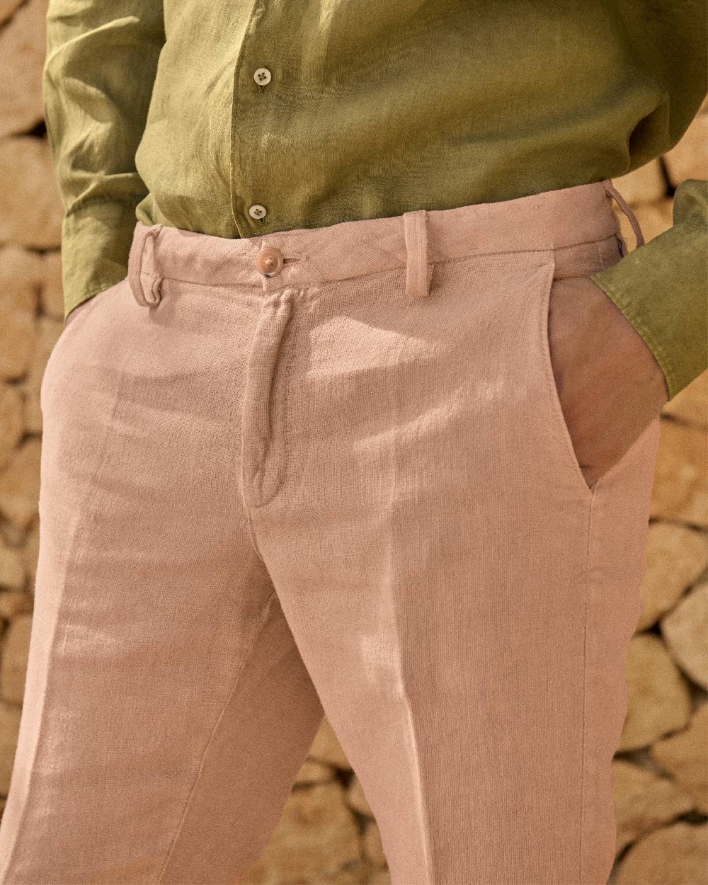 Manebí Woven Linen Milano Trousers - Spanish Villa Saldi Di Fabbrica