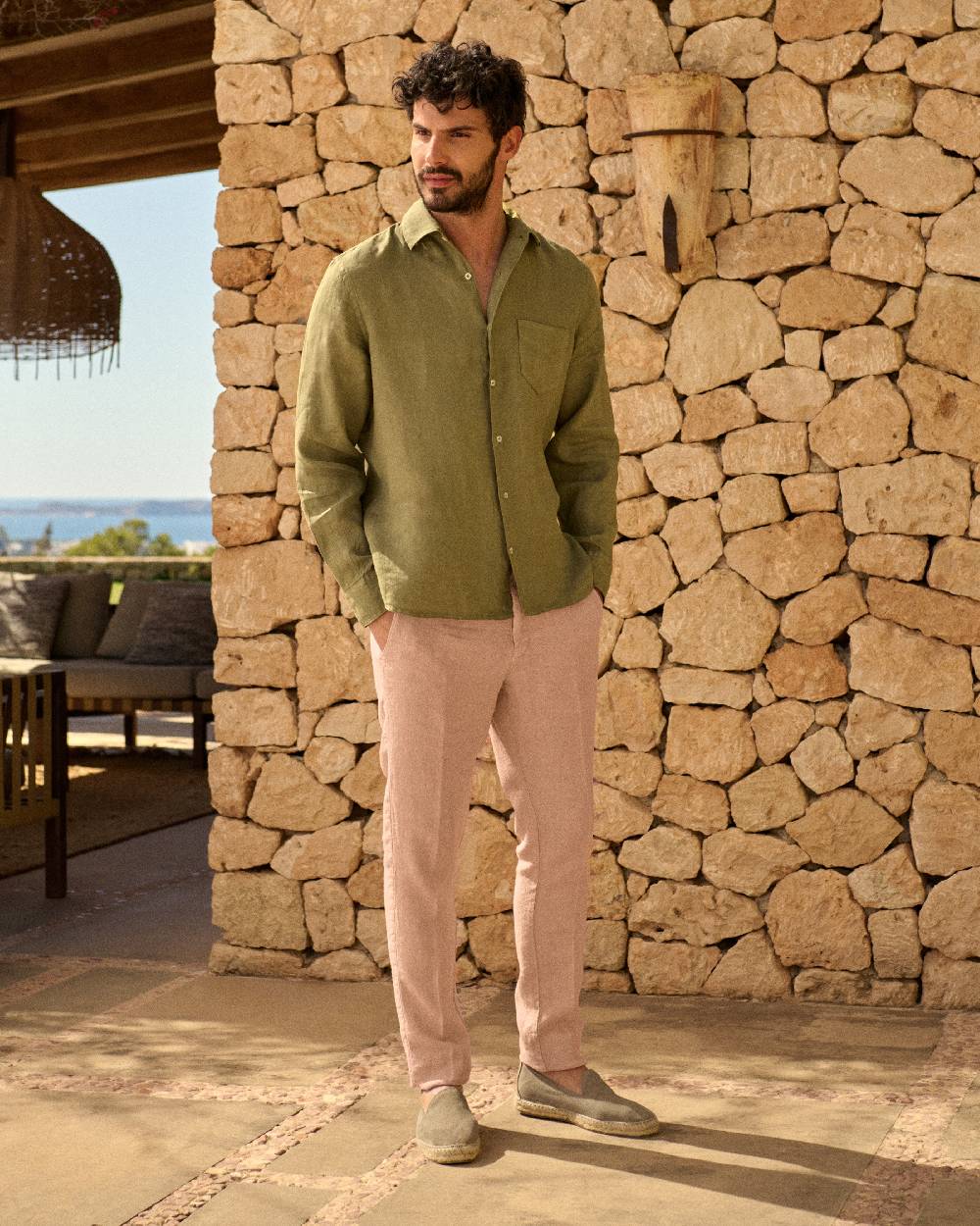 Manebí Woven Linen Milano Trousers - Spanish Villa Saldi Di Fabbrica