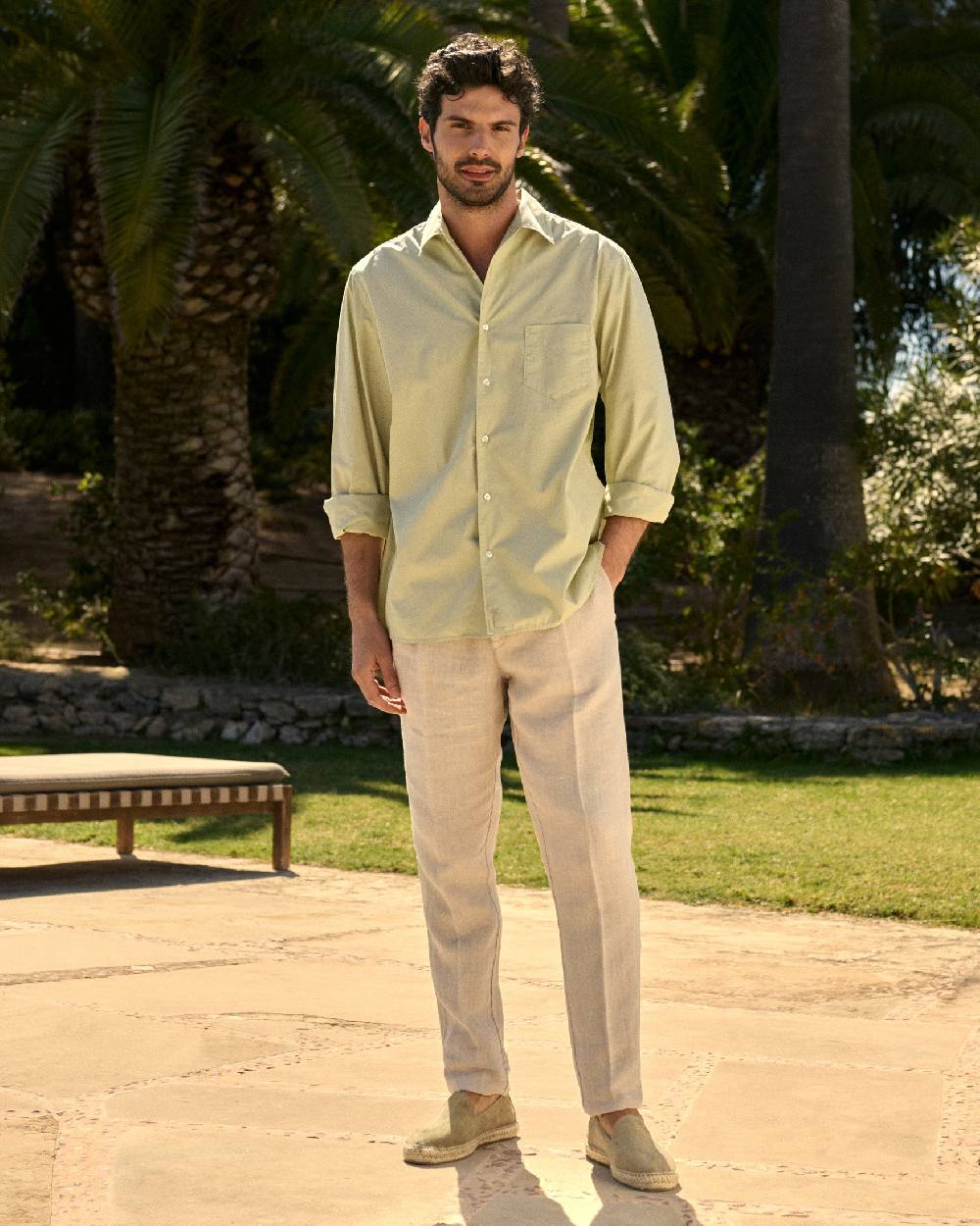 Manebí Poplin Panama Shirt - Light Green Fornitura limitata