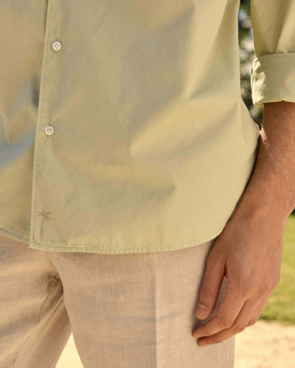 Manebí Poplin Panama Shirt - Light Green Fornitura limitata