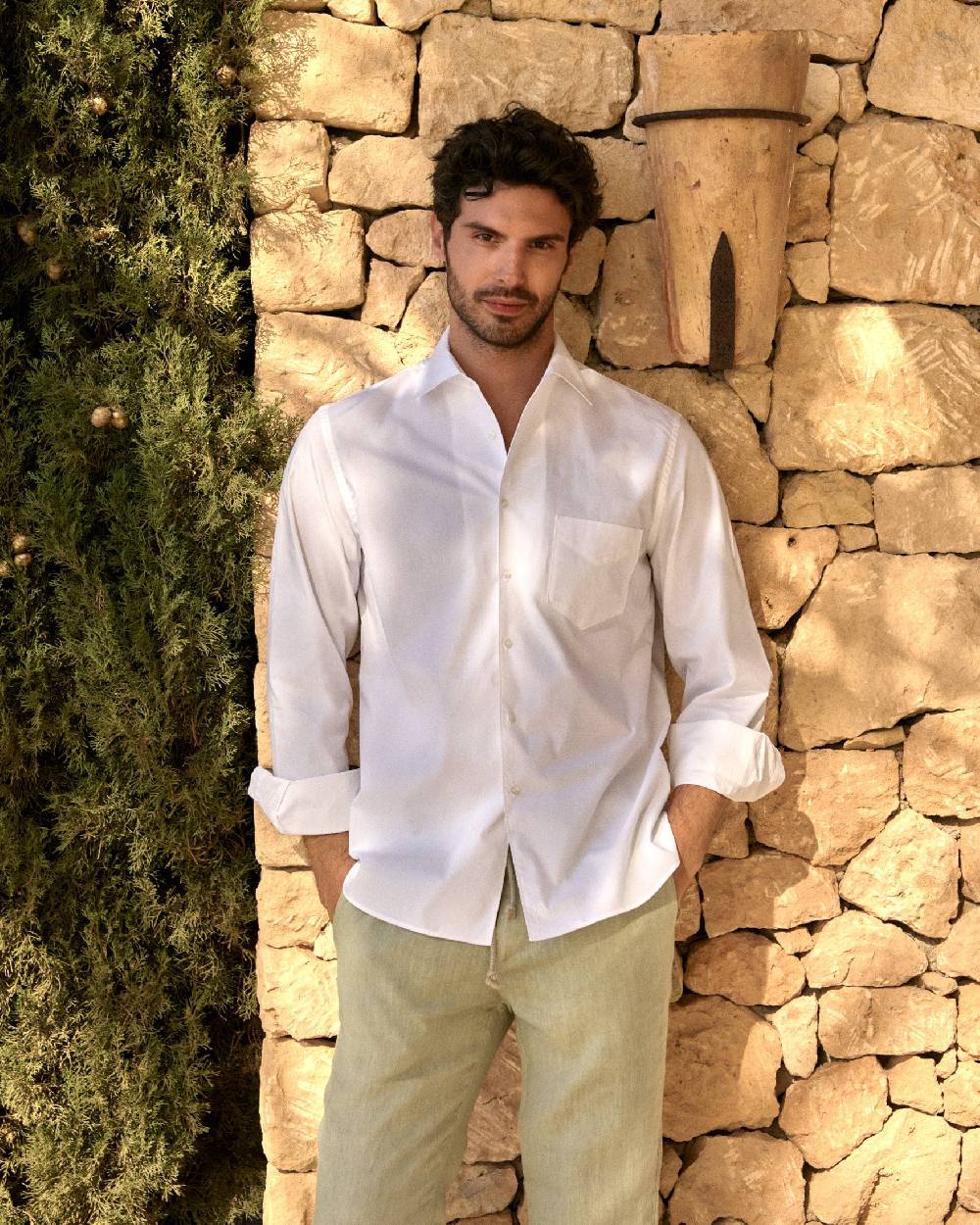 Manebí Poplin Panama Shirt - Off White Offerta esclusiva
