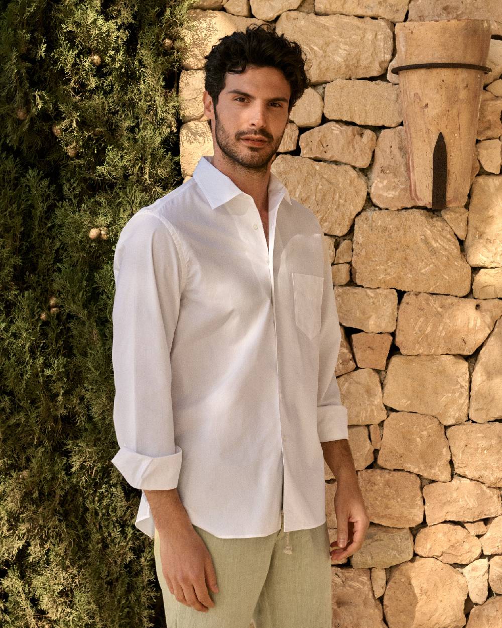 Manebí Poplin Panama Shirt - Off White Offerta esclusiva