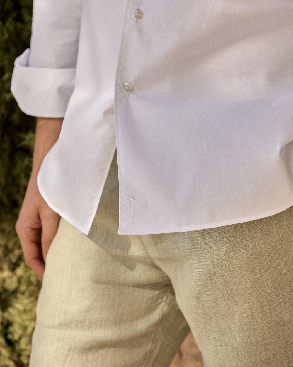 Manebí Poplin Panama Shirt - Off White Offerta esclusiva