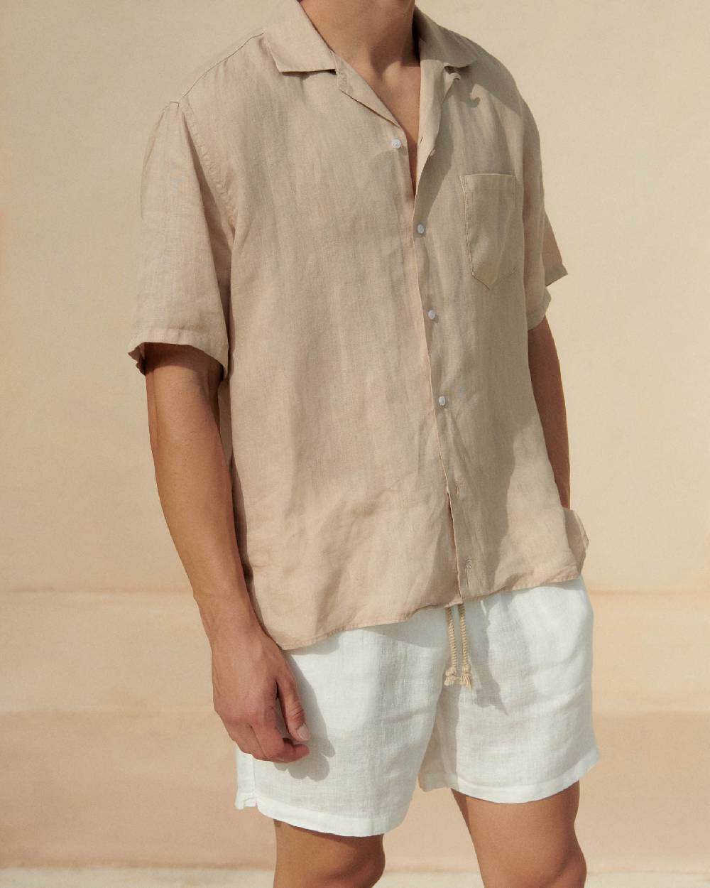 Manebí Washed Linen Malibu Shorts - White Offerta natalizia