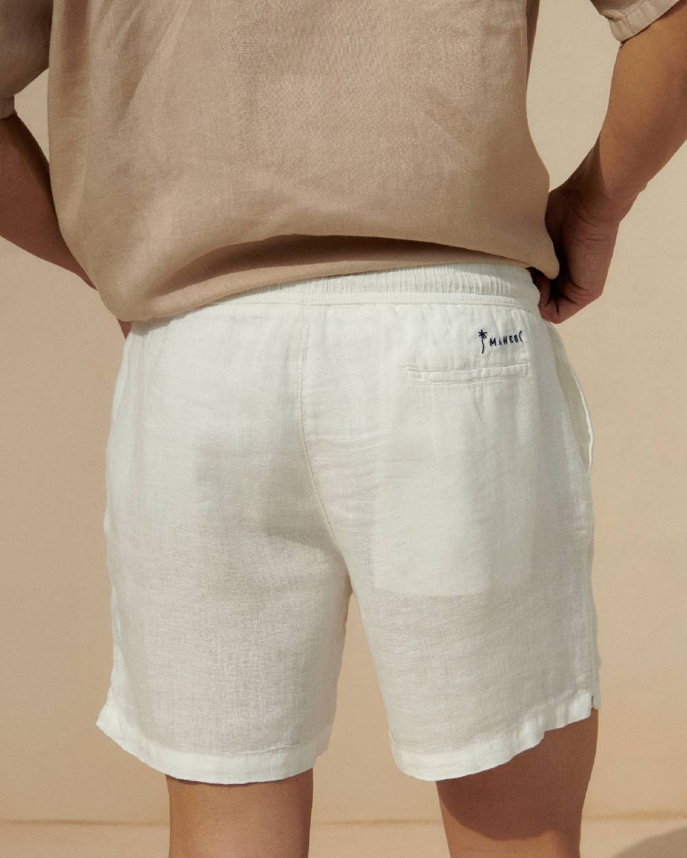 Manebí Washed Linen Malibu Shorts - White Offerta natalizia