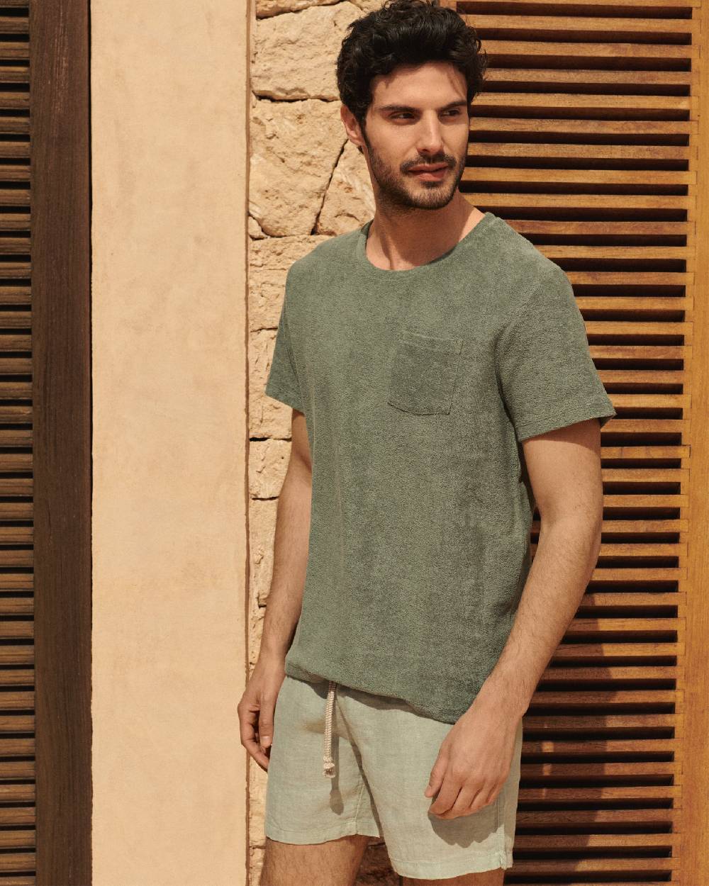 Manebí Terry Cotton Emilio T-Shirt - Made in Portugal Kaki Terry Cotton Offerta per la Festa della Mamma
