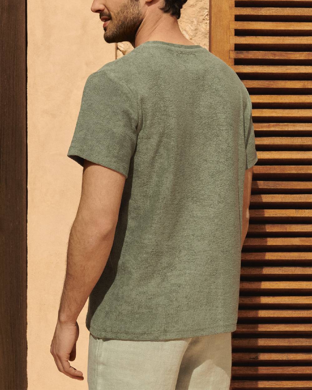 Manebí Terry Cotton Emilio T-Shirt - Made in Portugal Kaki Terry Cotton Offerta per la Festa della Mamma