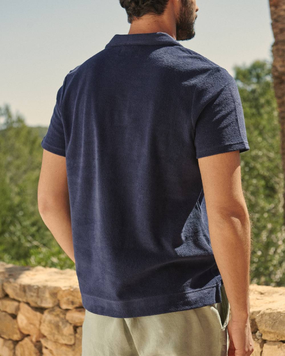 Manebí Organic Terry Cotton Olive Polo Shirt - Navy Offerta San Valentino