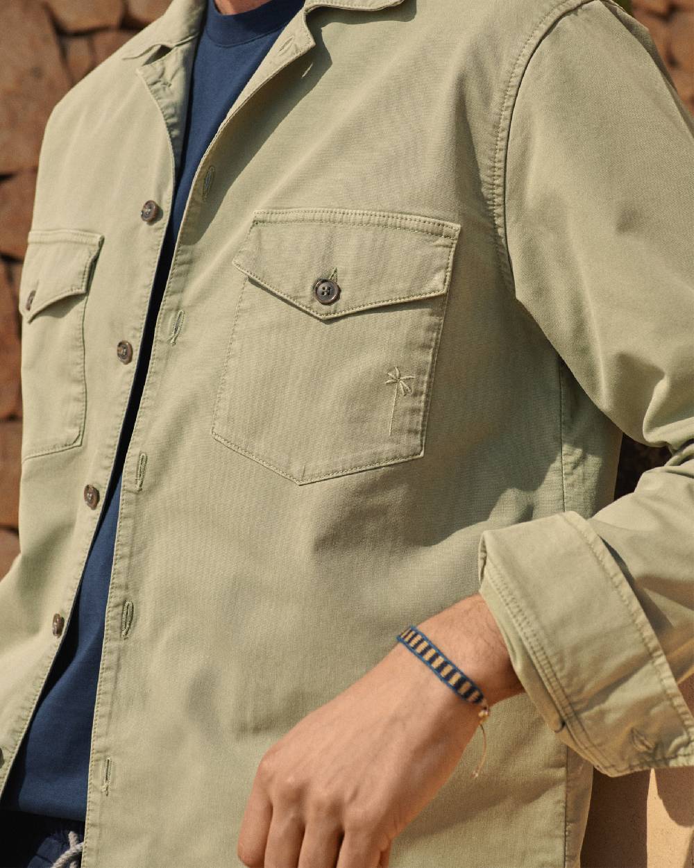 Manebí Stonewashed Cotton|Santa Fe Field Jacket - Embroidered Logo Military Green Offerta Anniversario