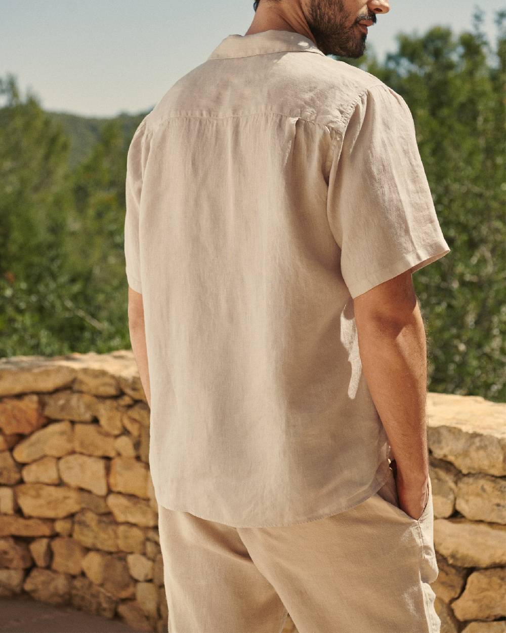 Manebí Washed Linen Havana|Camp-Collar Shirt - Sand Offerta migliore