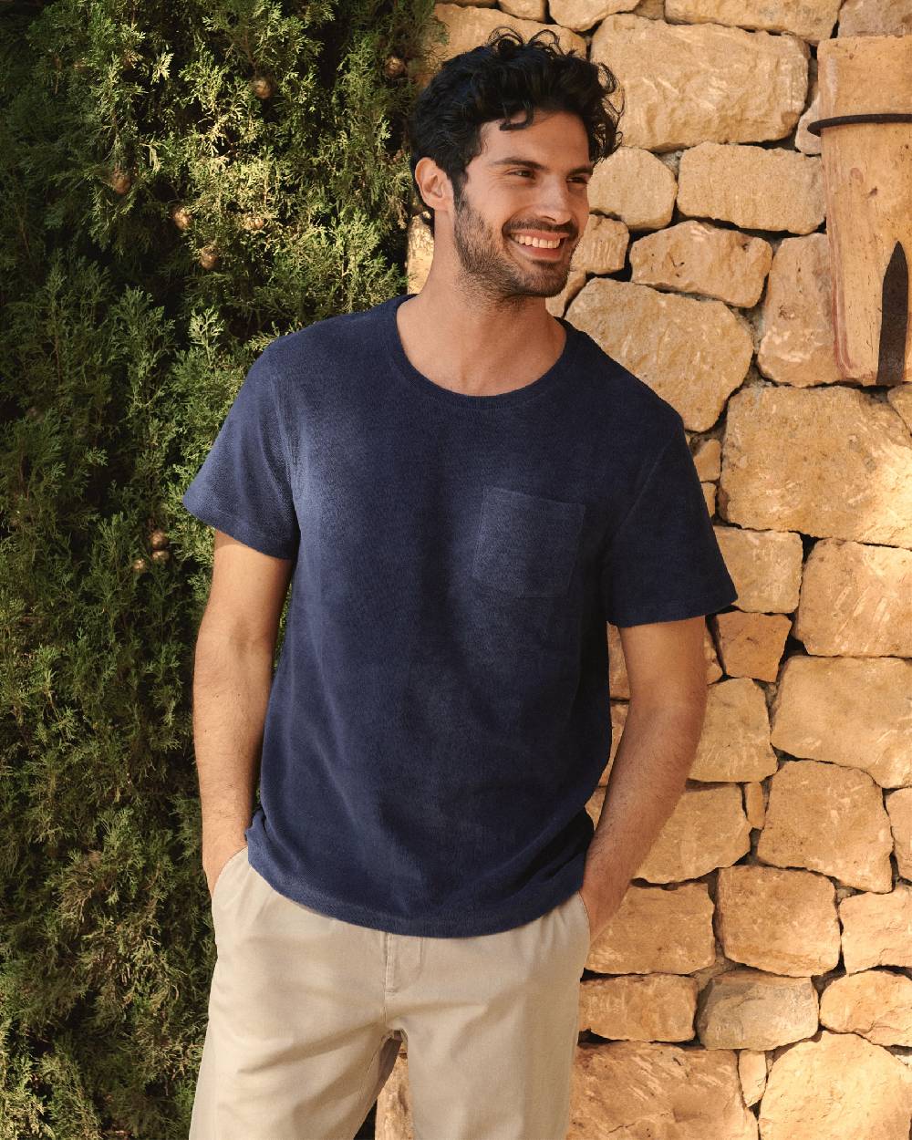 Manebí Organic Terry Cotton Emilio T-Shirt - Navy Online Outlet