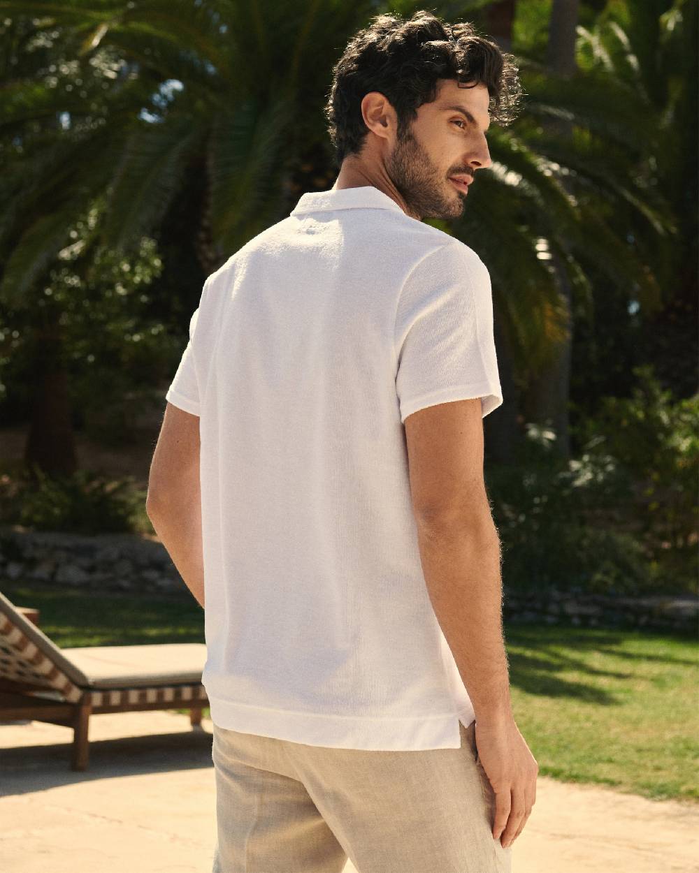 Manebí Organic Terry Cotton Olive Polo Shirt - Short Sleeves White Offerta temporanea