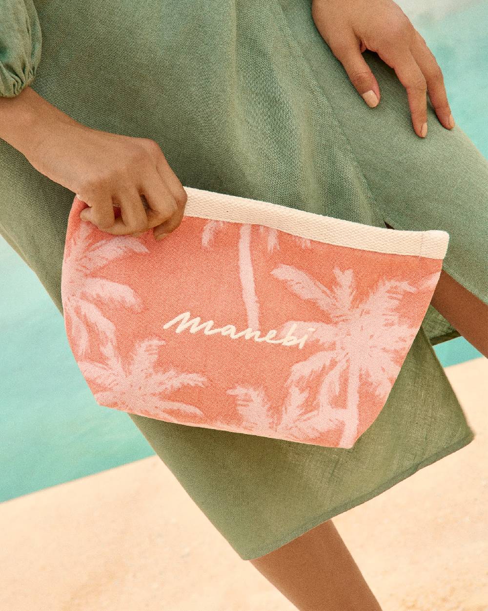 Manebí Canvas Tender2Tote - Sunbaked \u0026 Cream Pink Maxi Palm Super Saving Price
