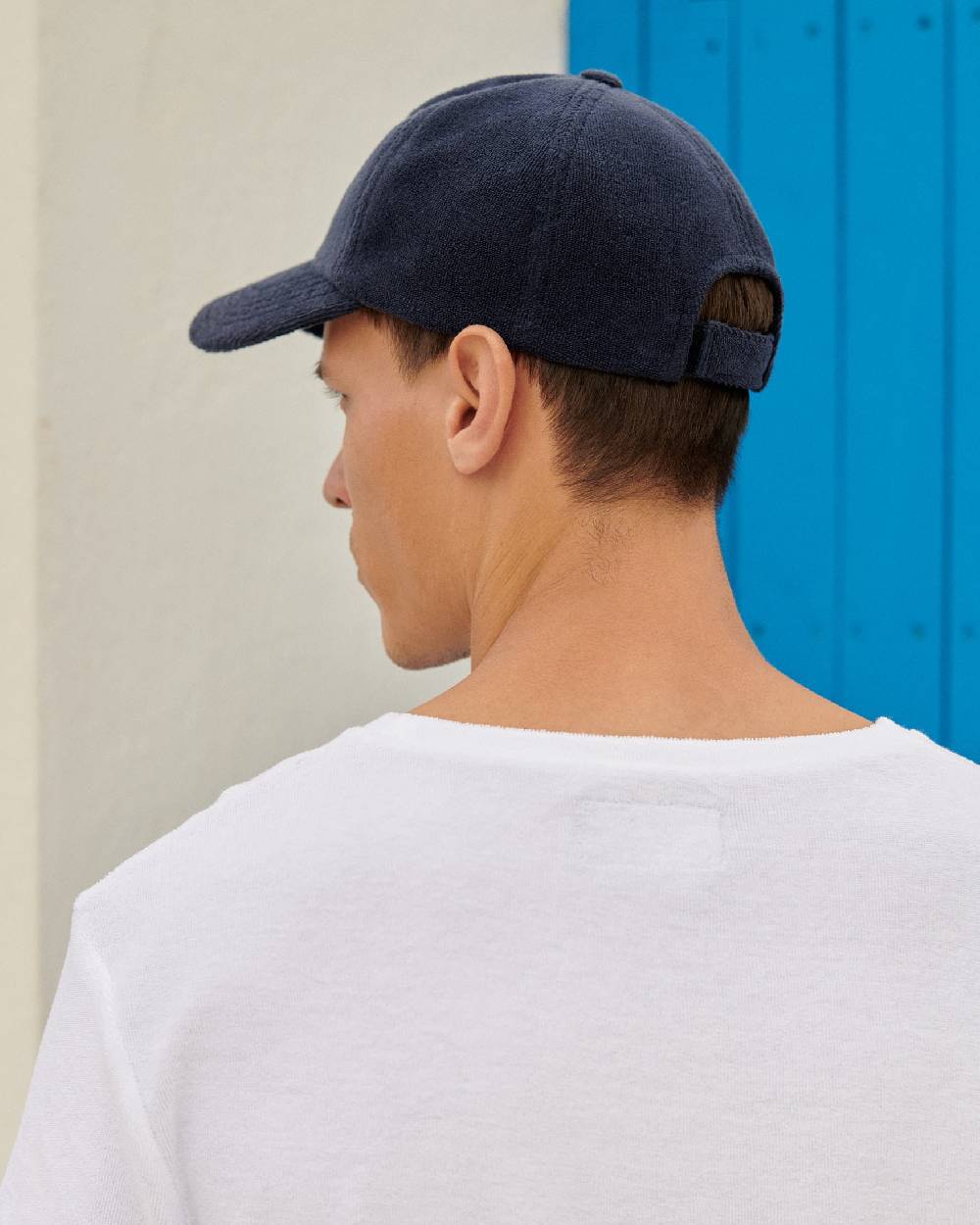 Manebí Organic Terry Cotton Lucca Cap - Embroidered Logo - Navy ACQUISTA ORA