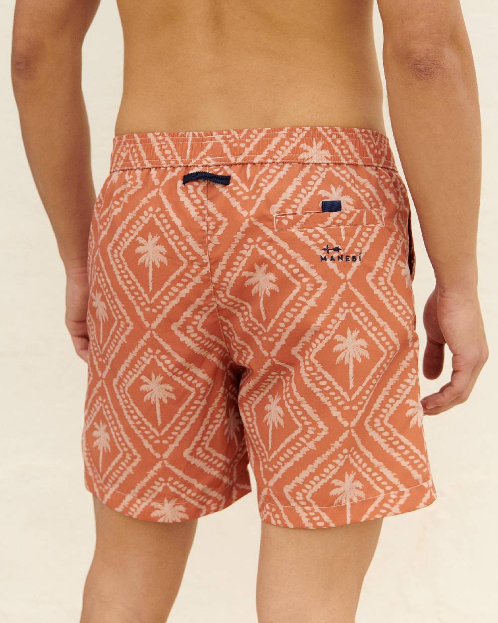 Manebí Printed Swim Shorts - Beige \u0026 Maxi Palm Dusted Rust Fino al 50% di sconto