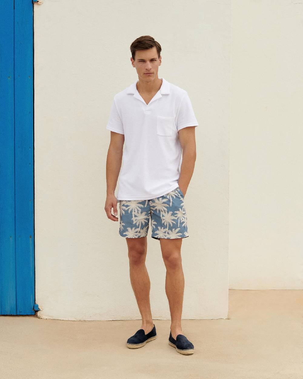 Manebí Printed Swim Shorts Hand Drawn - Gabardine Cotton Indigo Fino al 55% di sconto