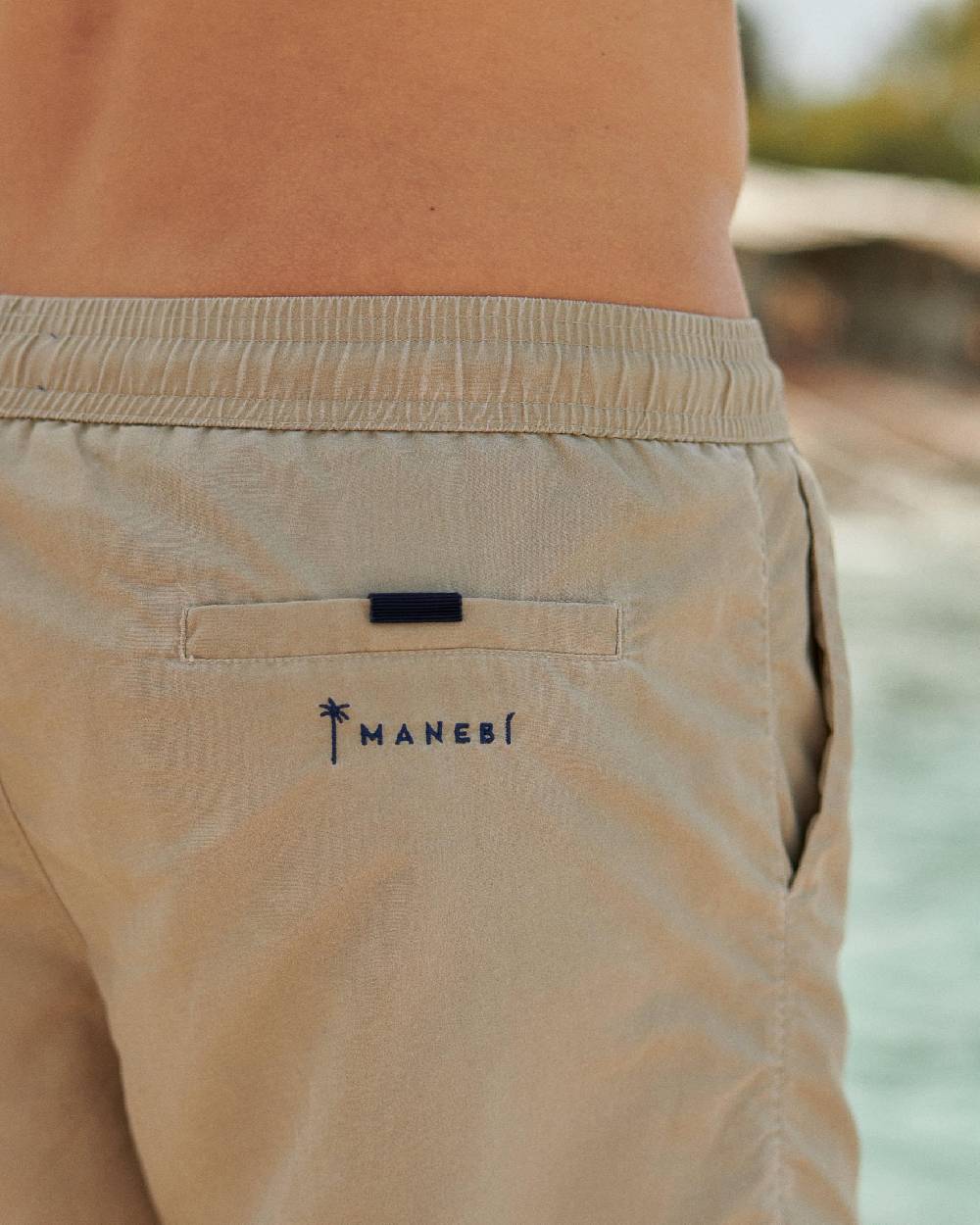 Manebí Solid Color Swim Shorts - Stone Washed Faded Beige Enormi sconti