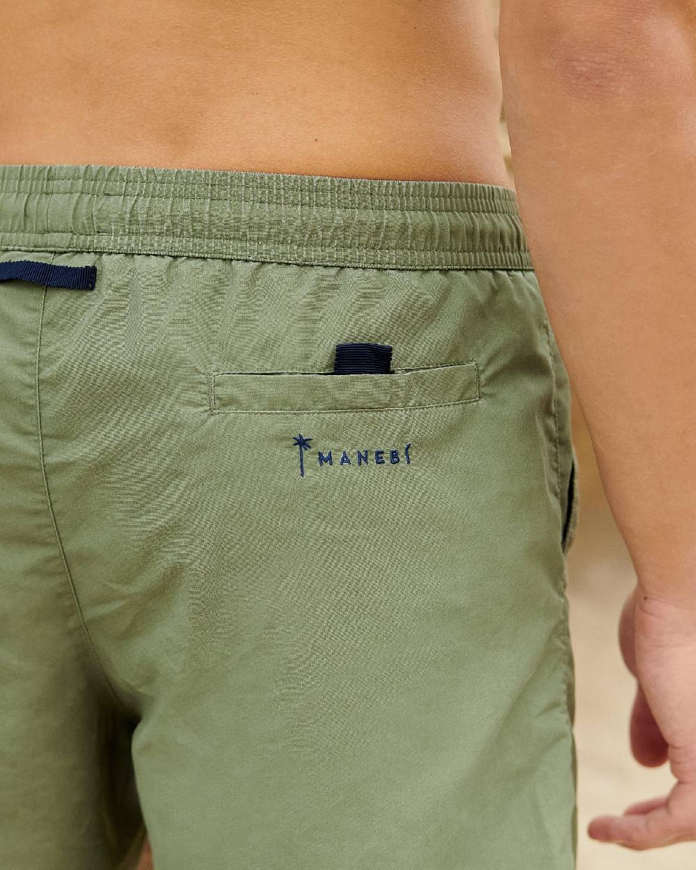 Manebí Solid Color Swim Shorts - Stone Washed Faded Kaki Green 50% di sconto con spedizione gratuita