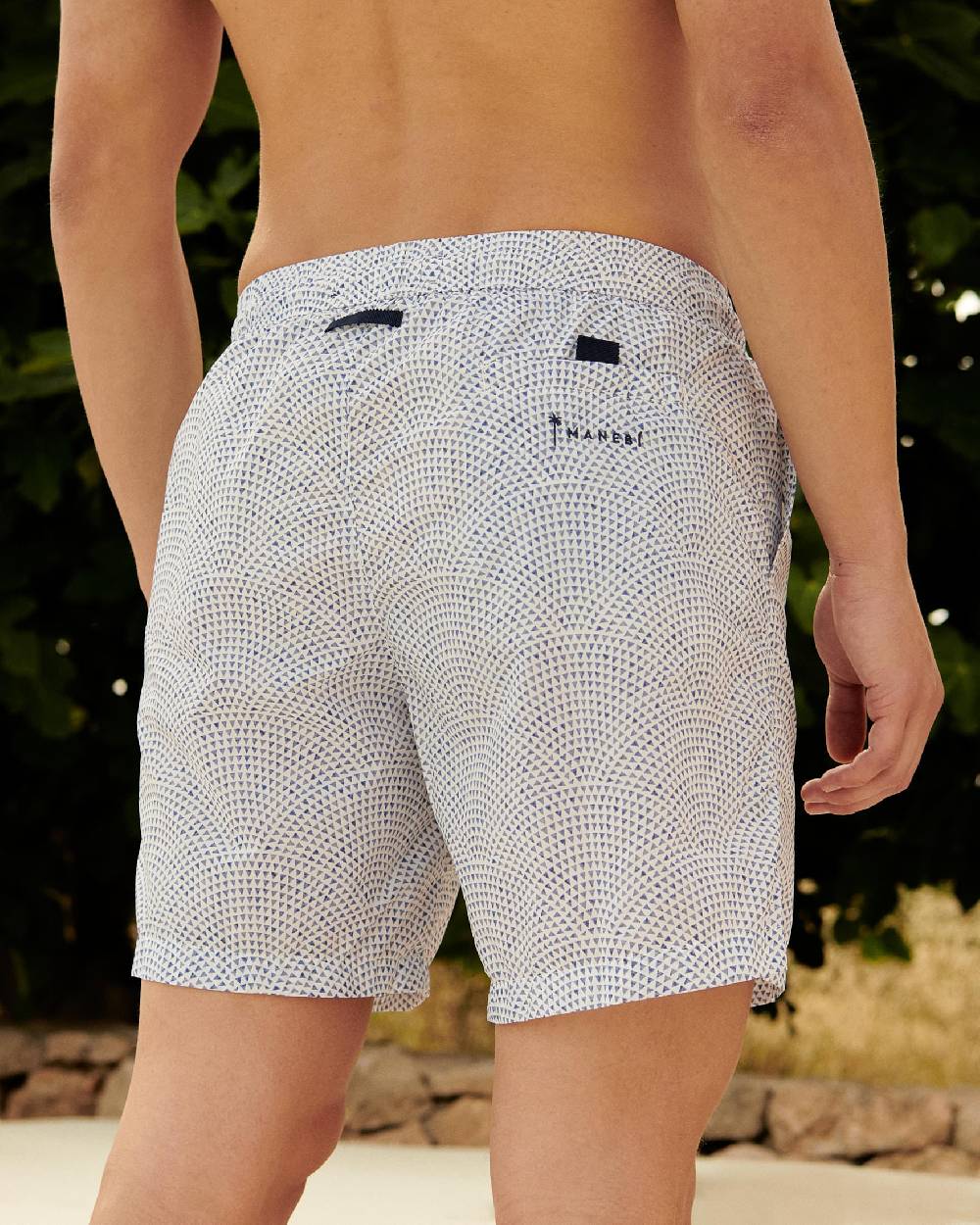 Manebí Printed Radial Triangles Swim Shorts - Recycled Ultra Light White \u0026 Triangles Sconti questo mese