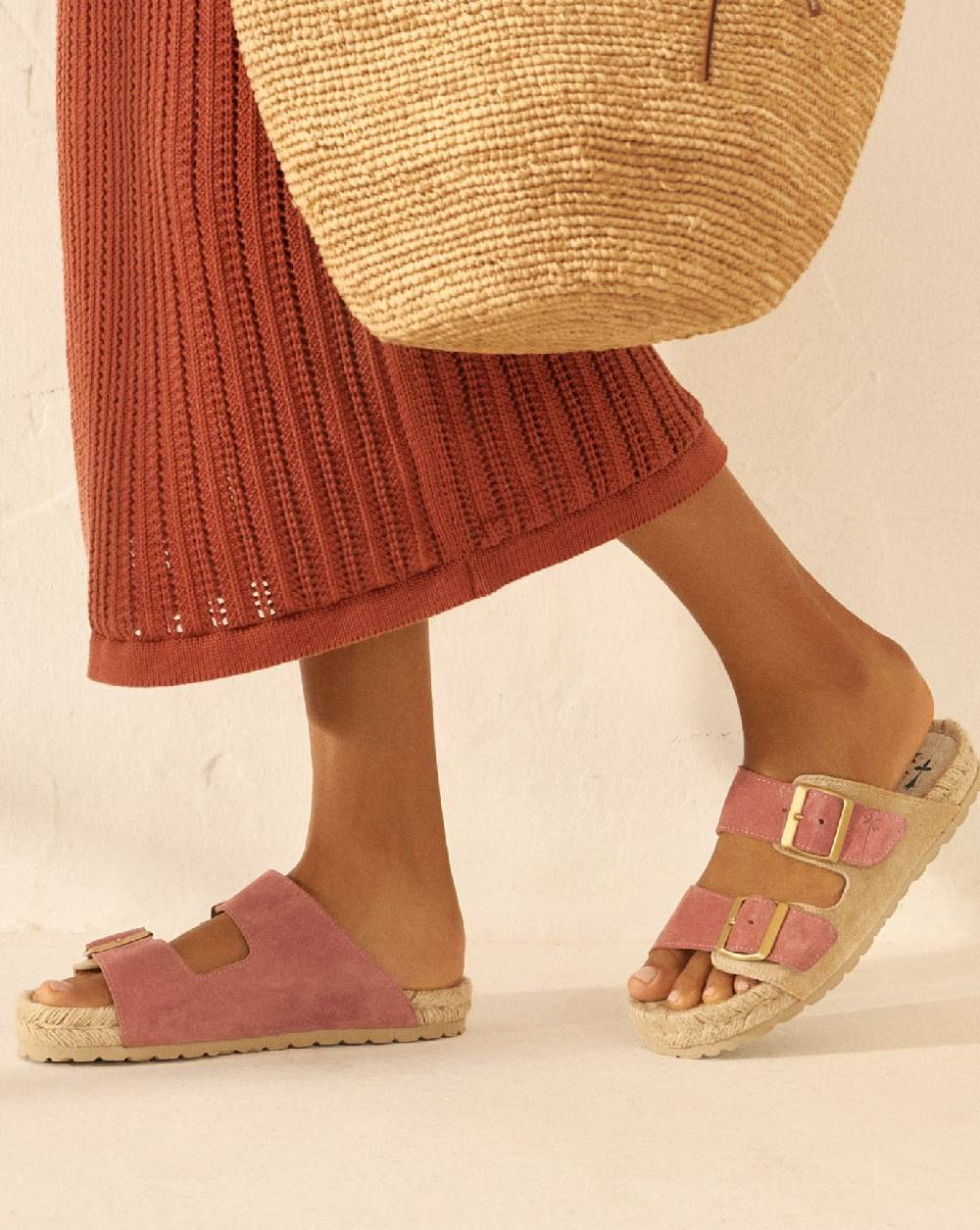 Manebí Suede Nordic Sandals - Terracotta \u0026 Champagne Beige Pezzi Unici
