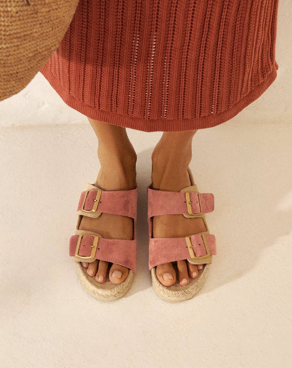 Manebí Suede Nordic Sandals - Terracotta \u0026 Champagne Beige Pezzi Unici