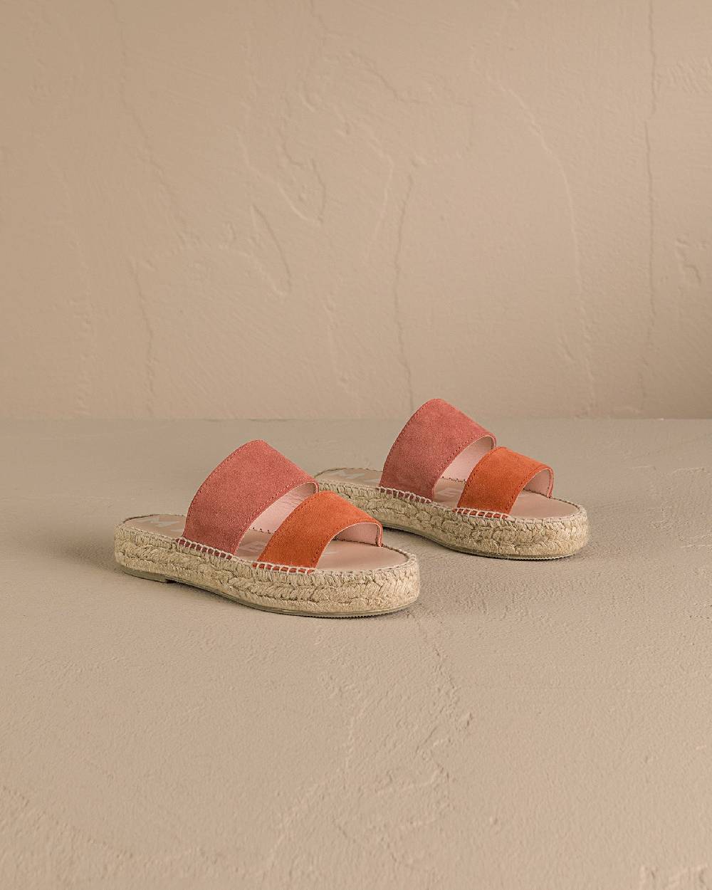 Manebí Suede Two Bands|Double Sole Sandals - Terracotta And Orange Rust Soddisfazione Garantita