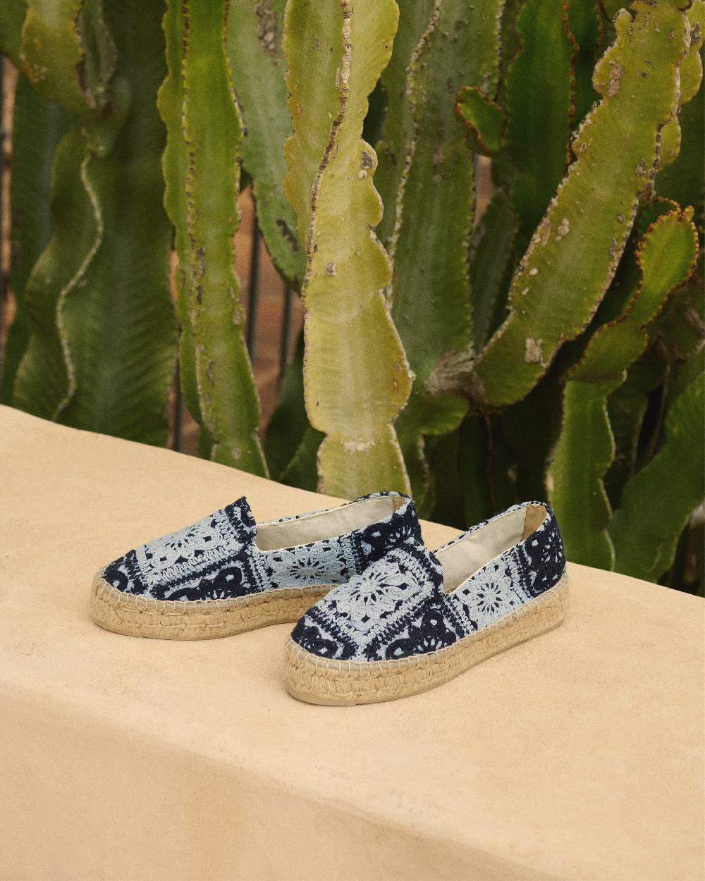 Manebí Cotton Crochet|Double Sole Espadrilles - Indigo \u0026 Navy Blue Fino Al -60%
