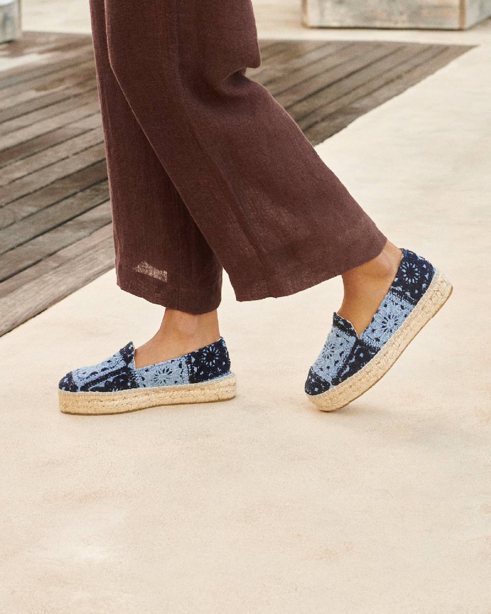 Manebí Cotton Crochet|Double Sole Espadrilles - Indigo \u0026 Navy Blue Fino Al -60%