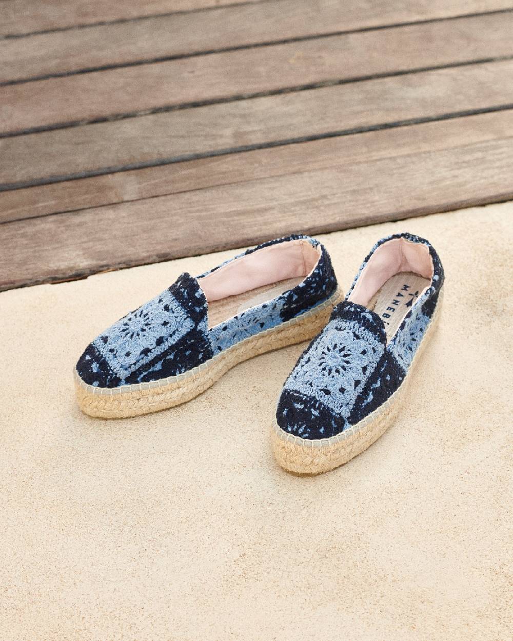 Manebí Cotton Crochet|Double Sole Espadrilles - Indigo \u0026 Navy Blue Fino Al -60%