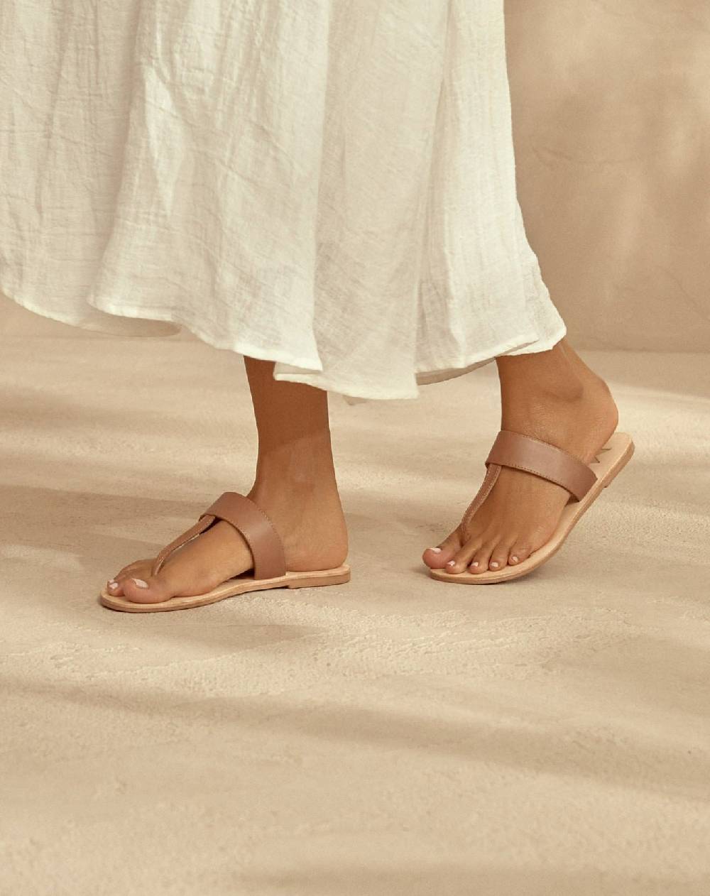 Manebí Leather Sandals - Canyon Tan Thongs Online