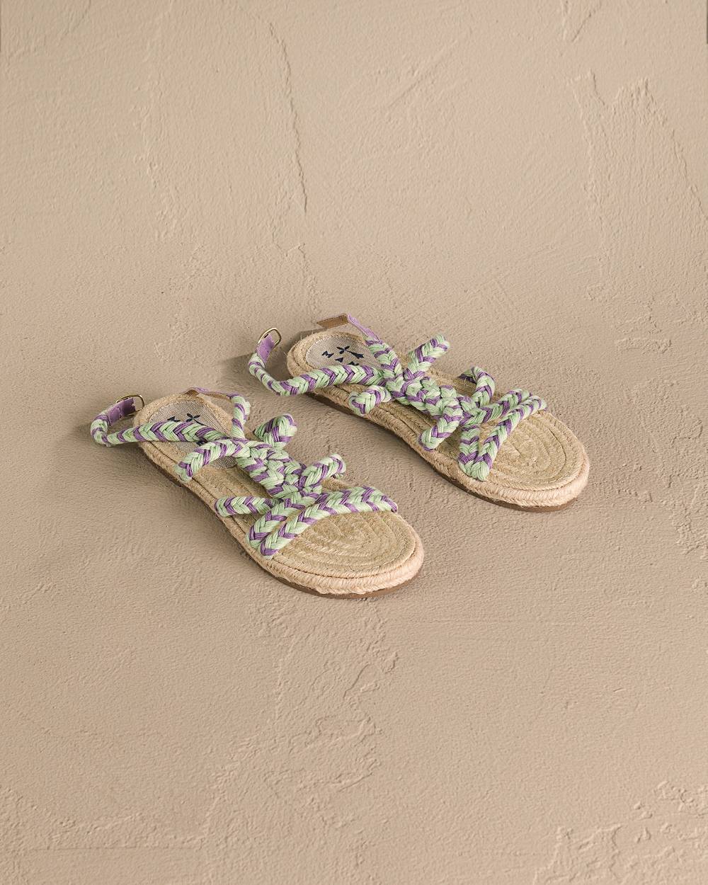 Manebí Jute Tie-Up Rope Sandals - Sage And Wisteria Lilac Vendita Calda
