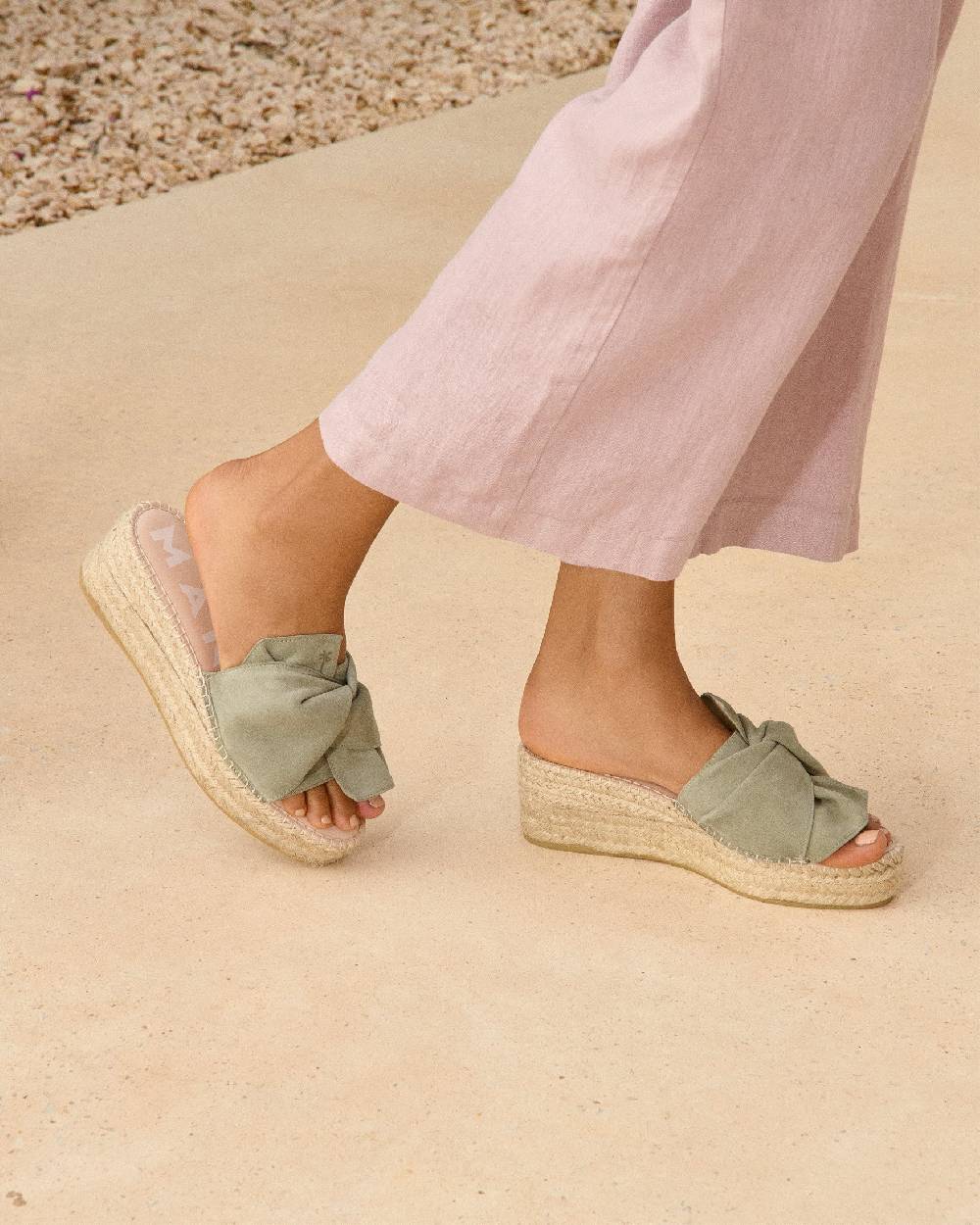 Manebí Soft Suede Platforms With Knot - Sage Nuova