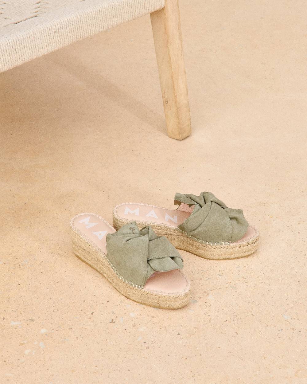 Manebí Soft Suede Platforms With Knot - Sage Nuova